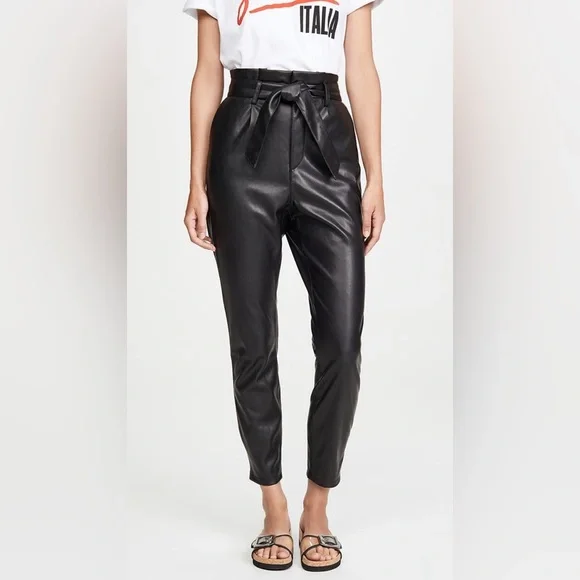 BB Dakota by Steve Madden faux leather high waisted paper bag pants, size 6!